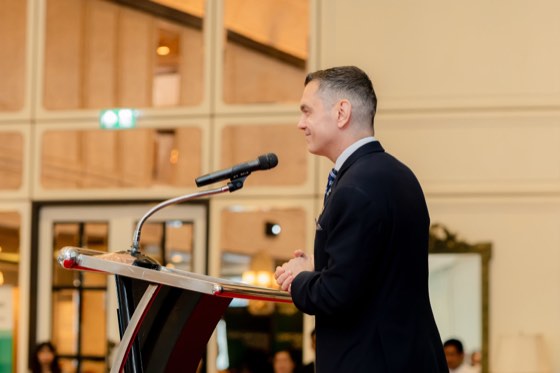 A speaker at the lectern